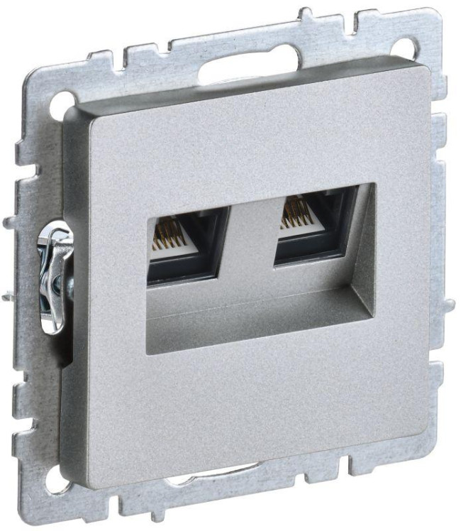 Розетка компьютерная двойная СП RJ45 кат.5E BRITE РК10-2-БрА механизм алюм. IEK BR-K20-1-K47